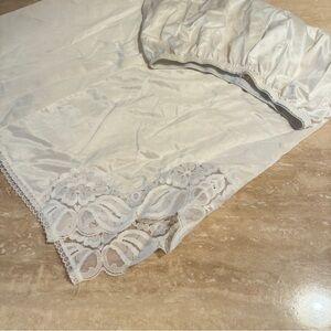 Vintage Ivory Satin Slip Skirt with Lace Fairy Whimsigoth